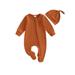 Lieserram Baby Girls Boys Footies Rompers 0 3 6Months Infant Clothes Solid Color Crew Neck Long Sleeve Zipper Fall Bodysuits with Hat