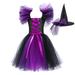 ZRBYWB Toddler Kids Baby Girl Dress Magnificent Witch Black Gown With Hat Fancy Tutu Dress Up Party Tulle Dresses