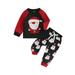 2Pcs Kids Baby Girls Boys Christmas Outfits Santa Embroidery Sweatshirts Pants Suit