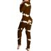 Button Butt-Flap Onesie for Women Fashion Tie Dye Print Sexy Bodycon Pajamas Romper Long Sleeve One Piece Jumpsuit