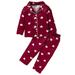 Qtinghua Toddler Baby Girls Pajamas Set Satin Heart Print Lapel Collar Shirt and Elastic Waist Pants 2 Piece Loungwear Red 3-4 Years