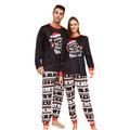 Hfyihgf Blissful Family Pajamas Happy New Year Letter Printed Top Xmas Tree Pants Long Sleeve Sleepwear Merry Christmas Matching Set for Family Kid Black 14T