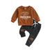 Binwwede Baby Boy Halloween Tracksuit Pumpkin Prints Long Sleeve Sweatshirt and Elastic Pants for Toddler Fall 2 Piece Outfits