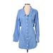 Nanette Lepore Casual Dress - Shirtdress: Blue Dresses - Women's Size 4