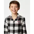 M&S Personalised Kids Mono Check Pyjama Set (1-16 Yrs) - 3-4 Y - Black Mix, Black Mix