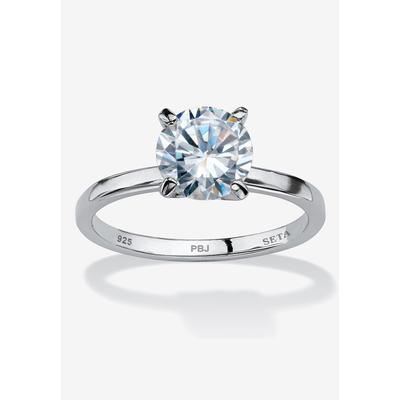 Women's 2 Tcw Round Cubic Zirconia Solitaire Ring In .925 Sterling Silver by PalmBeach Jewelry in Silver (Size 6)