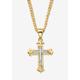 Women's Diamond Accent Gold-Plated Cross Pendant Necklace 22" by PalmBeach Jewelry in Gold