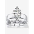 Women's 2.51 Tcw Cubic Zirconia .925 Silver 2-Piece Solitaire And Vine Bridal Ring Set by PalmBeach Jewelry in Silver (Size 6)