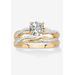 Women's 1.79 Cttw. 2-Piece 18K Gold .925 Sterling Silver Cubic Zirconia Wedding Ring Set by PalmBeach Jewelry in Gold (Size 7)