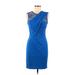 David Meister Casual Dress - Party Crew Neck Sleeveless: Blue Solid Dresses - New - Women's Size 6