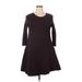 Suzanne Betro Casual Dress - A-Line Crew Neck 3/4 sleeves: Black Stripes Dresses - Women's Size X-Large