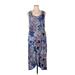 Carole Hochman Casual Dress - Midi Scoop Neck Sleeveless: Blue Dresses - Women's Size 1X Petite