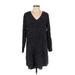 Madewell Casual Dress - Shift V Neck 3/4 sleeves: Black Polka Dots Dresses - Women's Size Medium