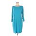 Calvin Klein Casual Dress - Shift Boatneck 3/4 sleeves: Teal Print Dresses - Women's Size 8