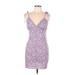 Mahina Casual Dress - Bodycon Plunge Sleeveless: Purple Leopard Print Dresses - Women's Size Large