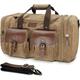 Wildroad 50L Travel Duffel Bag, Expandable Canvas Genuine Leather Duffle Bag Upgraded Overnight Weekender Bag Carry on Bag, Vintage Brown, X Large-60L, Classic