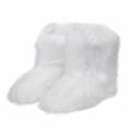 Furry Boots for Women Fuzzy Fluffy Snow Boot Faux Fur Colorful with Round Toe Water Resistant Flat Shoes Rubber Sole for Girls Outdoor Christmas Fashion Party Gifts（Artificial Fox Fur/Pure White/9）