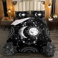 Galaxy Bedding Set Constellation Comforter Set for Kids Boys Girls Teens Gothic Style Boho Mandala Down Comforter Breathable Sun and Moon Duvet Insert/Quilt Set Black White King Size