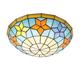 16 Inch Tiffany Style Ceiling Lights, Vintage Stained Glass Hallway Flush Mount Ceiling Light, 3 Lights, Retro Round Shade Ceiling Light Fixtures for Bedroom, Living Room, E27, B