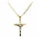 PEGASO GIOIELLI Men's Necklace in 18 Carat (750) Yellow Gold Chain 50 cm Two-Tone Pendant Religious Cross Christ Chamfered, 0, Gold, Not Applicable