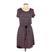 Olive and Oak Casual Dress Scoop Neck Short sleeves: Gray Print Dresses - Women's Size Medium