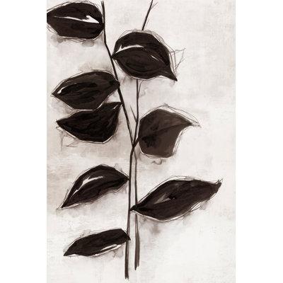 August Grove® Leaves I Canvas in Black | 30 H x 2...