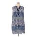 Almost Famous Casual Dress - Shift Tie Neck Sleeveless: Blue Dresses - Women's Size 2X