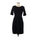 Garnet Hill Casual Dress - Midi: Black Solid Dresses - Women's Size 6