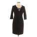 Donna Morgan Cocktail Dress - Sheath Scoop Neck 3/4 sleeves: Black Print Dresses - Women's Size 10 Petite