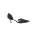 Stuart Weitzman Heels: Slip On Kitten Heel Cocktail Party Black Print Shoes - Women's Size 5 1/2 - Pointed Toe