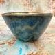 "Single Handmade Ceramic Bowl, Blue and off White Breakfast Bowl, Rustic Stoneware, Pots About Pottery, 13cm dia x 7.5cm high (5.15\" x 3\")"