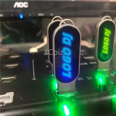 2023 brandneue DJ kreative bunte LED-Logo USB 2,0 Speicher Flash Pen drive 16GB 32GB 64GB 128GB Image