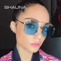 SHAUNA Oversize Frauen Platz Randlose Sonnenbrille Mode Männer Klar Rot Blau Rosa Sonnenbrille UV400