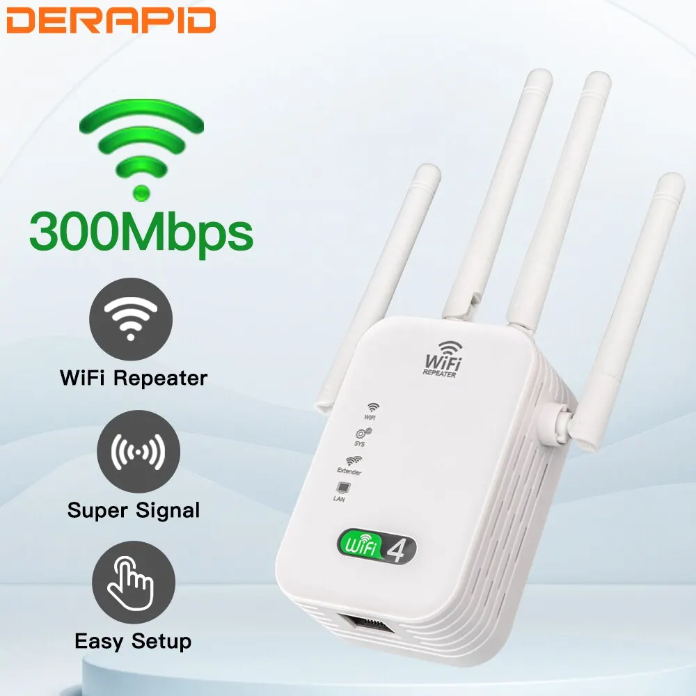 300m WLAN-Repeater Wi-Fi-Verstärker 802,11 n 2,4 GHz Wireless Signal Booster Smart Power Extender für Büro zu Hause einfache Einstellung Image