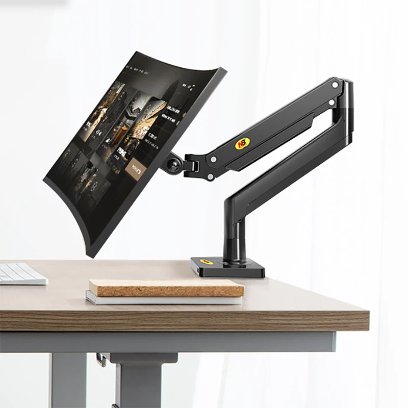 Nb g40 g45 gas feder arm 22-40 zoll gebogener bogen bildschirm desktop monitor halter 360 drehen monitor montage arm Image