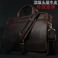 Luxury Genuine Leather Men Briefcase Business Bag Leather portfolio Laptop Bag Shoulder Messenger