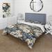 Designart "Beige And Blue Farmhouse Floral Pattern III" Cottage Bedding Set With Shams