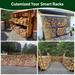 Outdoor Steel Firewood Log Rack Wood Storage Holder (4-Bracket )