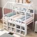 Twin Size House Loft Bed with Multiple Storage Shelves, Wood Kids Loft Bed w/Storage, Twin Playhouse Bed for Boys, Girls, White