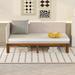 Twin Size Upholstered Daybed, Wood Daybed Frame with Solid Slats Support, Linen Fabric Sofa Bed with A Backrest & Armrests