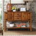 Wood Sideboard Console Table with 2 Drawers and Cabinets and Bottom Shelf, Storage Dining Buffet Server Cabinet