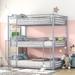 Full Size Triple Bunk Bed with Built-in Ladder, Metal Bunkbeds for 3, can be Divided into Three Separate Bedframe, Grey