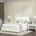 Queen Platform Bed w/ Nailhead Trim LED Headboard, Pull-Out Drawer