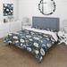 Designart "Blue Coastal Serene Floral Pattern" Blue Cottage Bedding Set With Shams