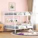 Metal Full XL Over Queen Bunk Beds for Adults, Heavy-Duty Metal Bunk Bed with Ladders, Can be Divided Into Two Beds, White