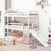Wood Triple Bunk Bed with Slide, Twin Over Twin Over Twin Adjustable Separable Beds with Ladder, Guardrail for 3 Peoples
