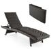 Folding Patio Chaise Lounge Chair Rattan Adjustable Recliner w/ Wheels