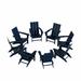 WestinTrends Ashore Adirondack Chairs Set of 8 All Weather Poly Lumber Folding Outdoor Patio Chairs Modern Farmhouse Plastic Garden Lawn Deck Fire Pit Chairs Navy Blue