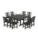 POLYWOODÂ® Prairie 9-Piece Square Farmhouse Dining Set with Trestle Legs in Black