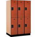 Salsbury Industries Assembled Double Tier 6 Door Extra Wide Wood Locker Cherry - 15 x 24 x 36 in.